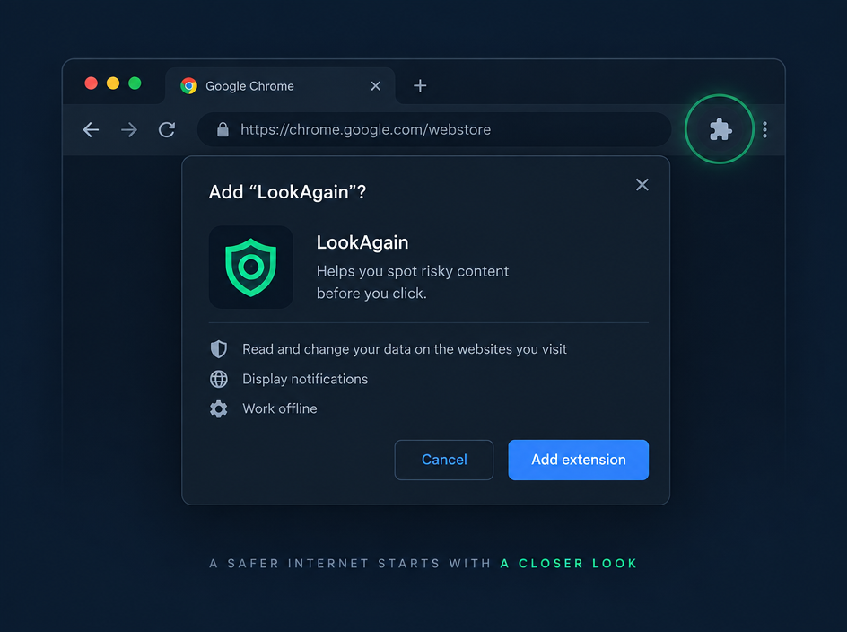 Example of adding the LookAgain extension in Chrome